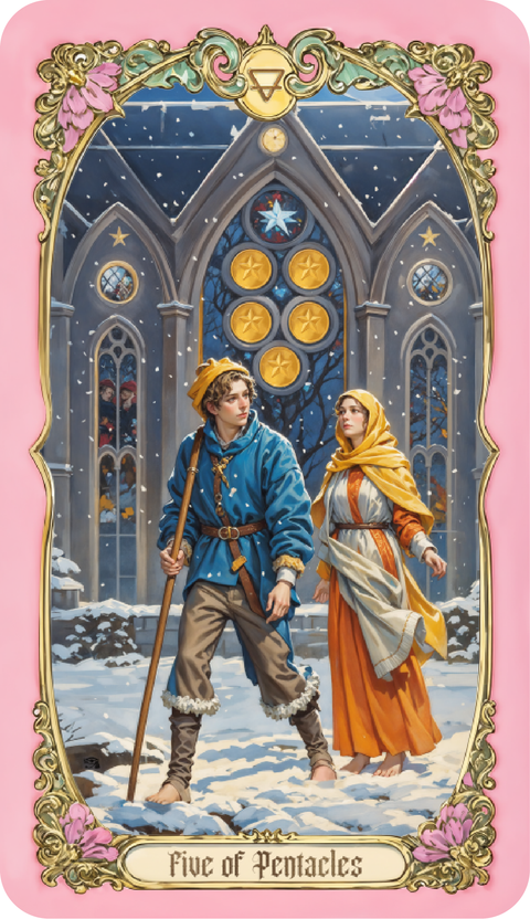 Renaissance Fantasy Tarot – Five of Pentacles