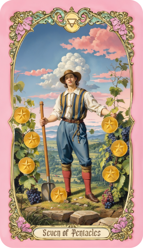 Renaissance Fantasy Tarot – Seven of Pentacles