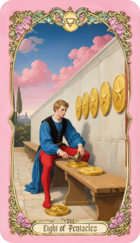 Renaissance Fantasy Tarot – Eight of Pentacles