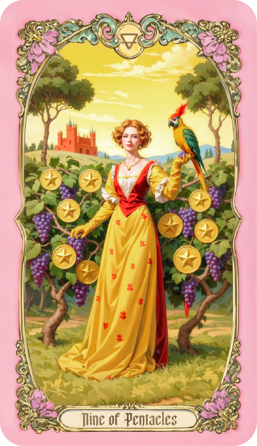 Renaissance Fantasy Tarot – Nine of Pentacles