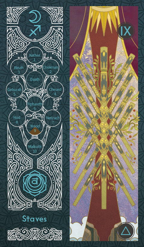Sambucus Tarot - Marseilles Version – Nine of Staves
