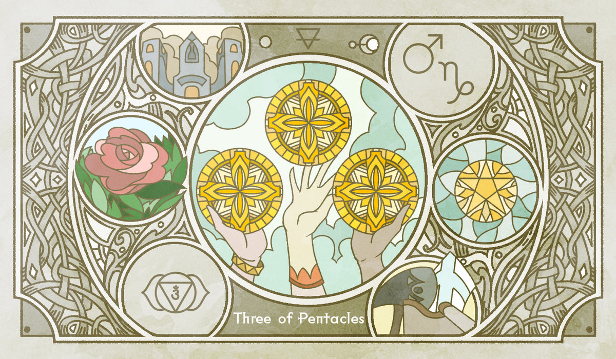 Sambucus Tarot - RWS Version – Three of Pentacles