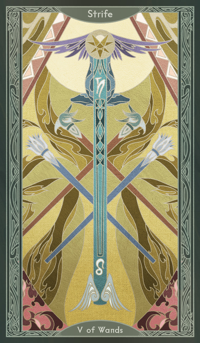 Sambucus Tarot - Thoth Version – Five of Wands