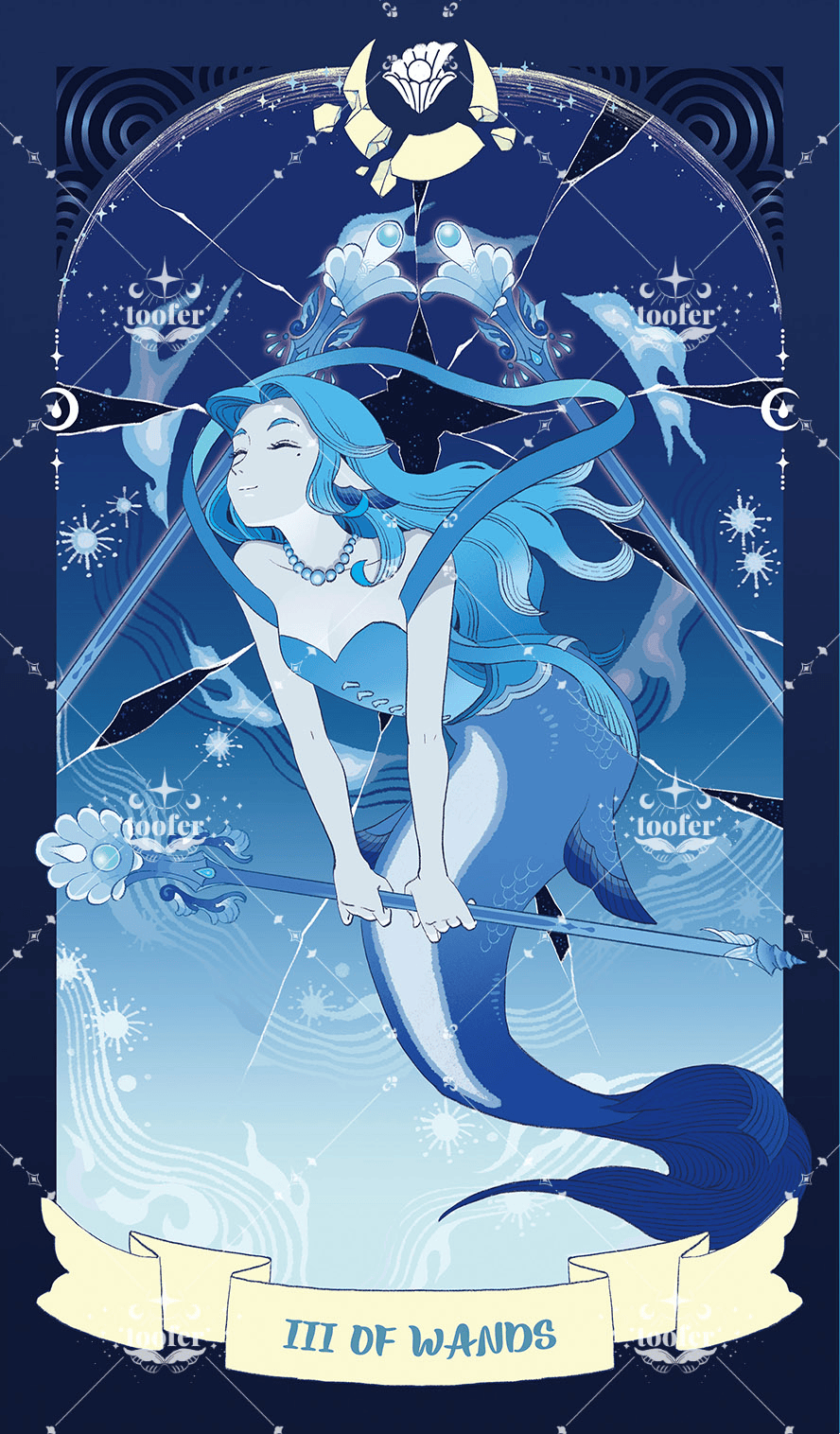 Sea in Moonlight Tarot – Three of Wands