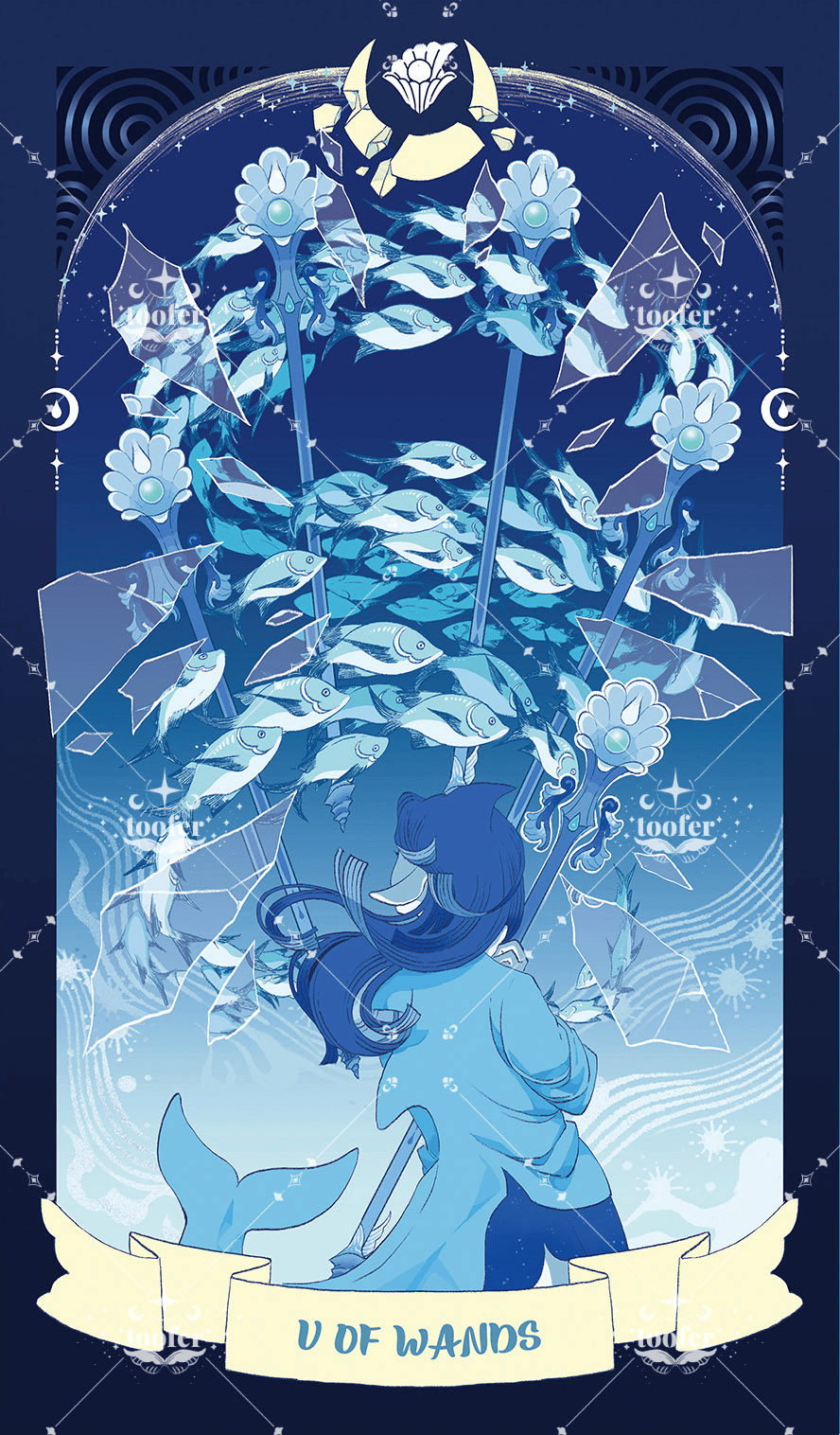 Sea in Moonlight Tarot – Five of Wands