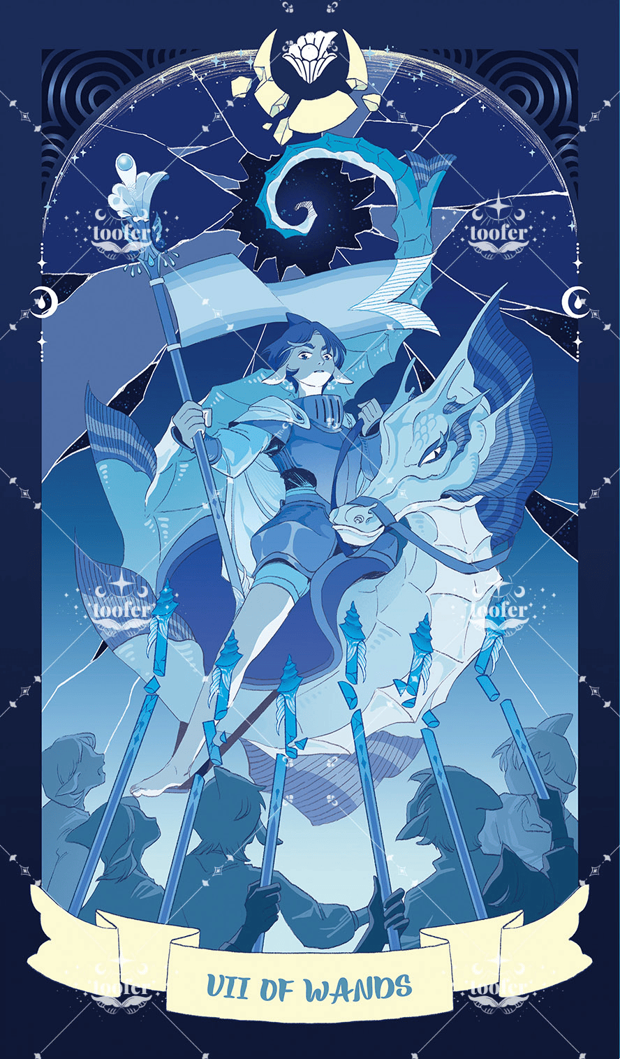 Sea in Moonlight Tarot – Seven of Wands