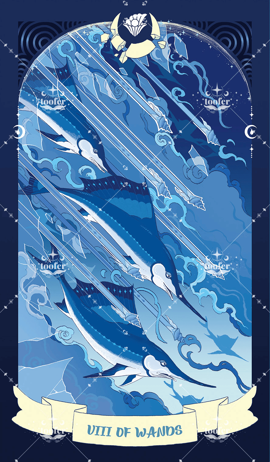 Sea in Moonlight Tarot – Eight of Wands