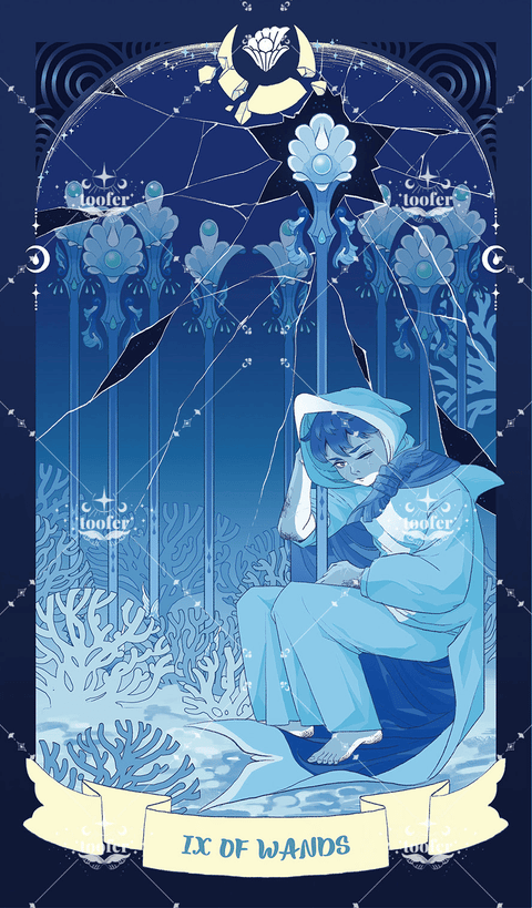 Sea in Moonlight Tarot – Nine of Wands