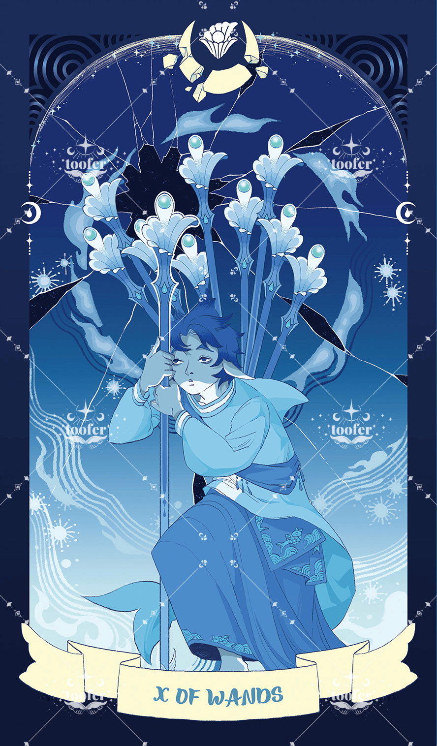 Sea in Moonlight Tarot – Ten of Wands