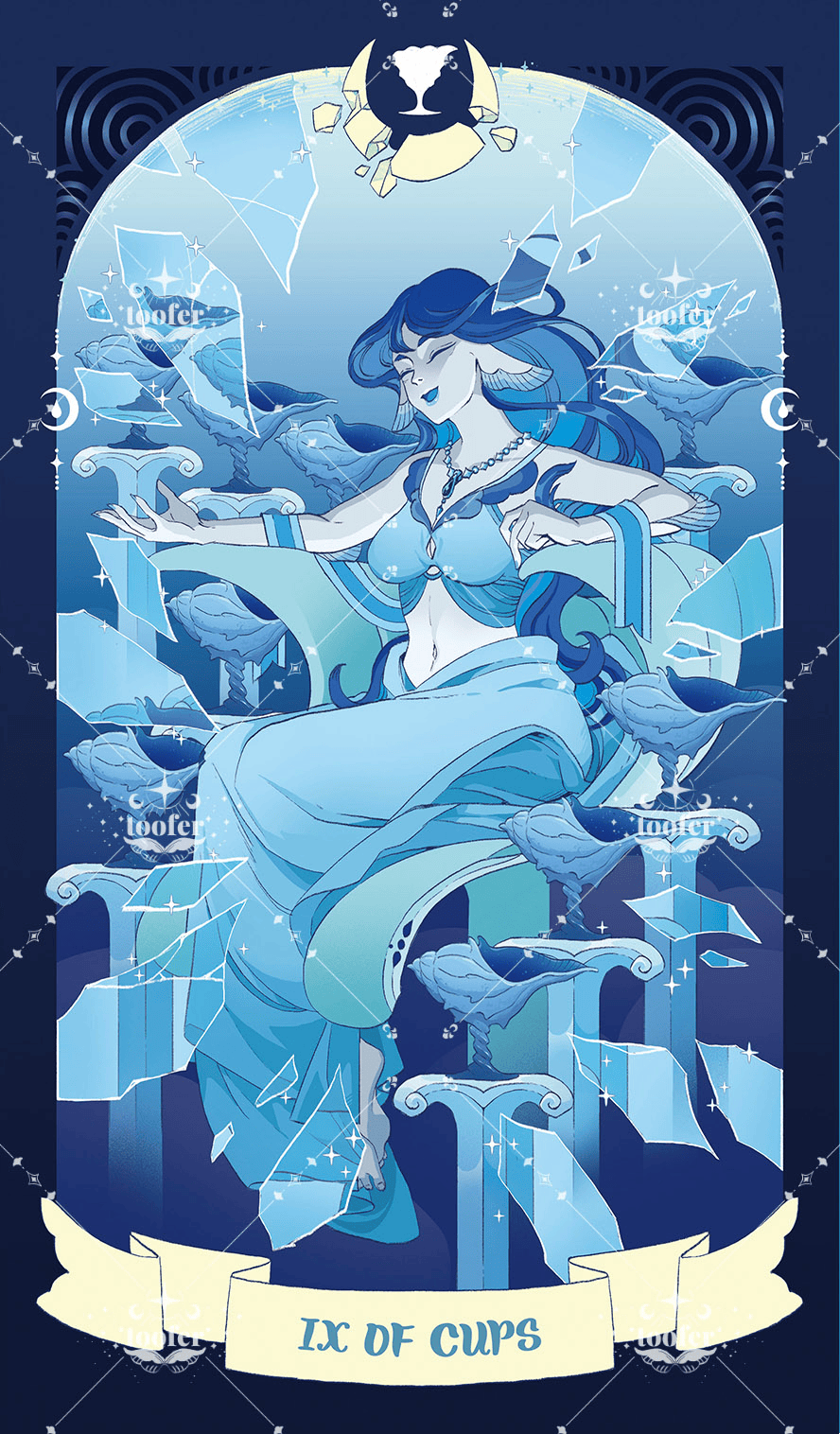 Sea in Moonlight Tarot – Nine of Cups