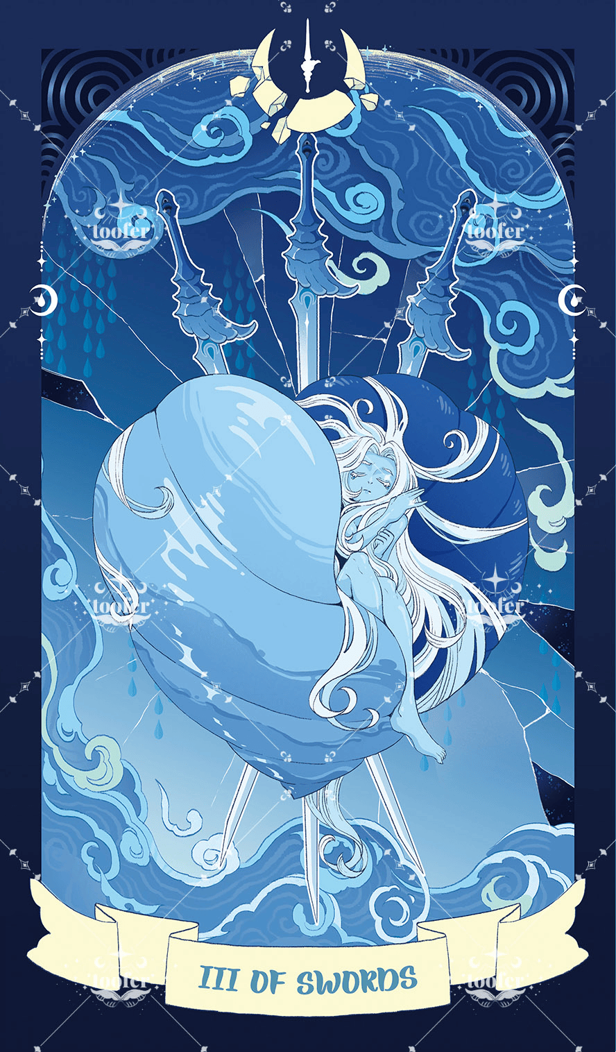 Sea in Moonlight Tarot – Three of Swords
