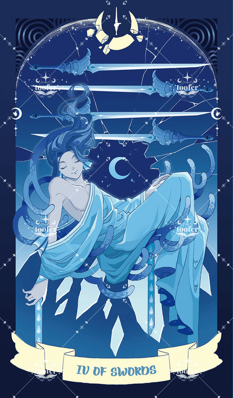 Sea in Moonlight Tarot – Four of Swords