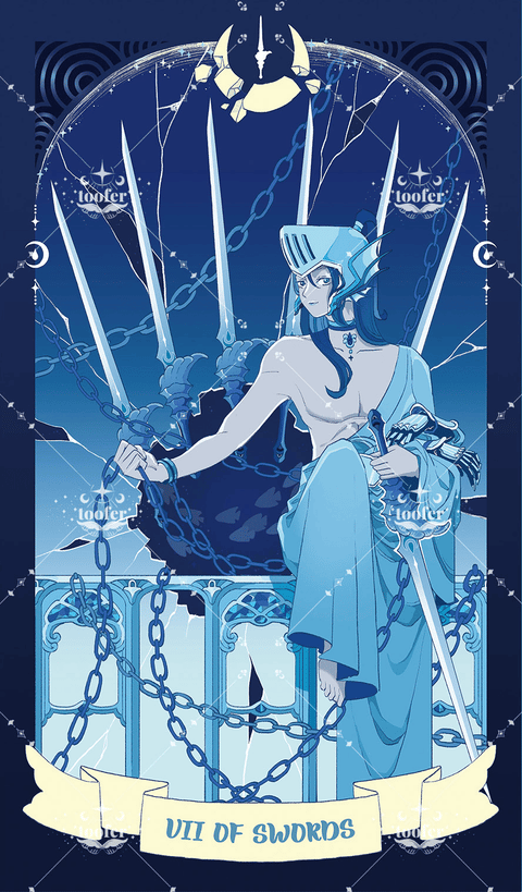Sea in Moonlight Tarot – Seven of Swords