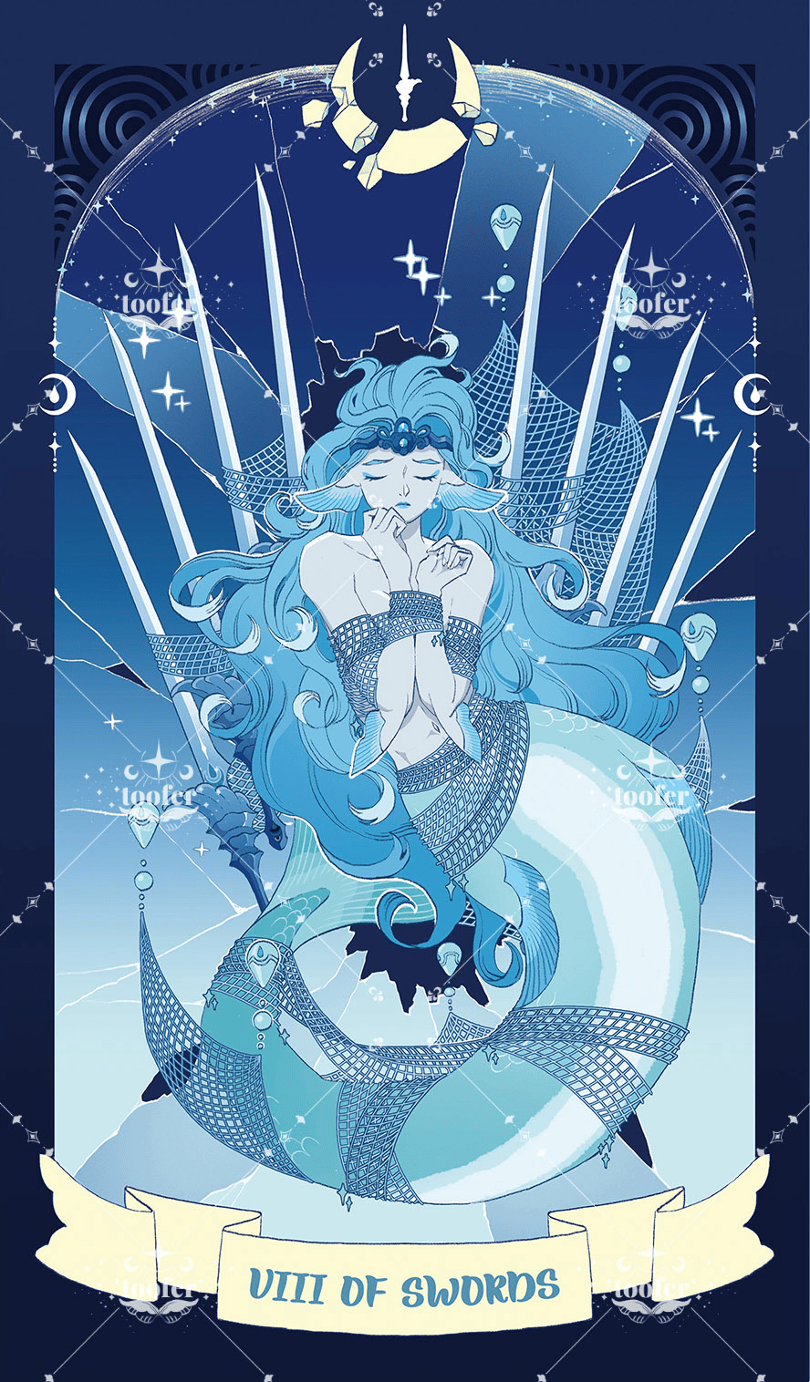 Sea in Moonlight Tarot – Eight of Swords