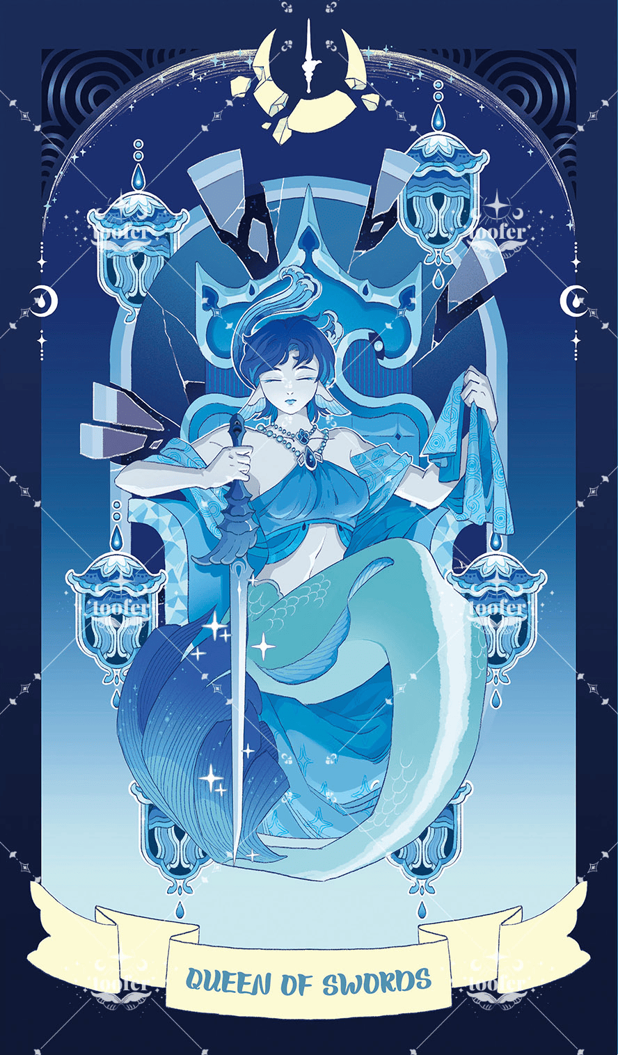Sea in Moonlight Tarot – Queen of Swords
