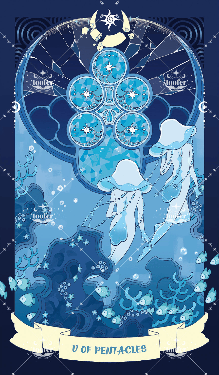 Sea in Moonlight Tarot – Five of Pentacles