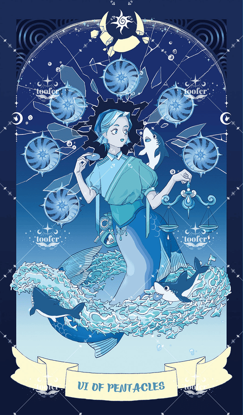 Sea in Moonlight Tarot – Six of Pentacles