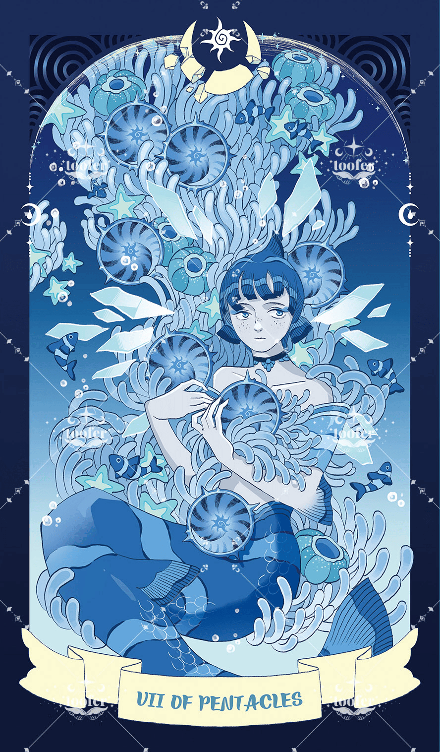 Sea in Moonlight Tarot – Seven of Pentacles