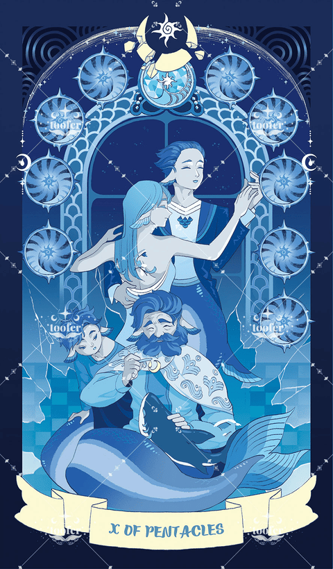 Sea in Moonlight Tarot – Ten of Pentacles