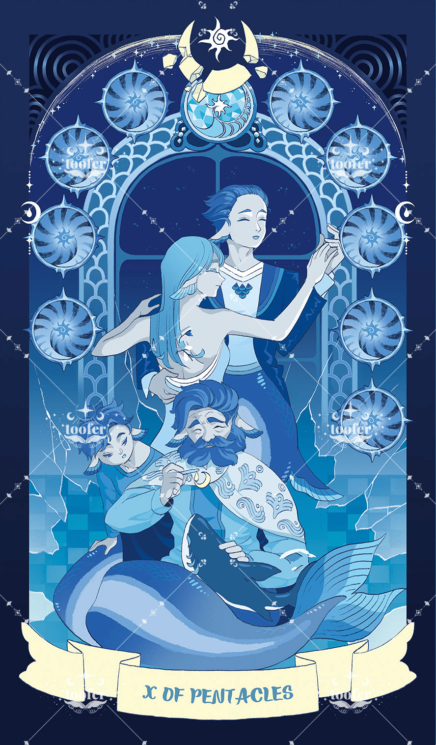 Sea in Moonlight Tarot – Ten of Pentacles