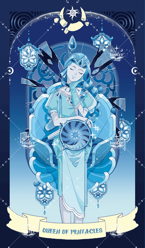 Sea in Moonlight Tarot – Queen of Pentacles