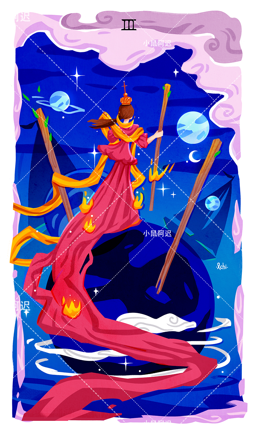 Sleepwalker's Tarot – Three of Wands