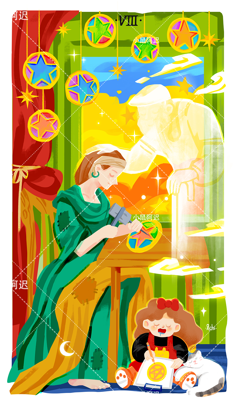 Sleepwalker's Tarot – Eight of Pentacles