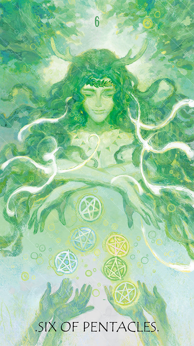 The Whisper of Stars and Garden Tarot – Six of Pentacles