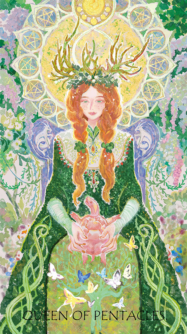 The Whisper of Stars and Garden Tarot – Queen of Pentacles