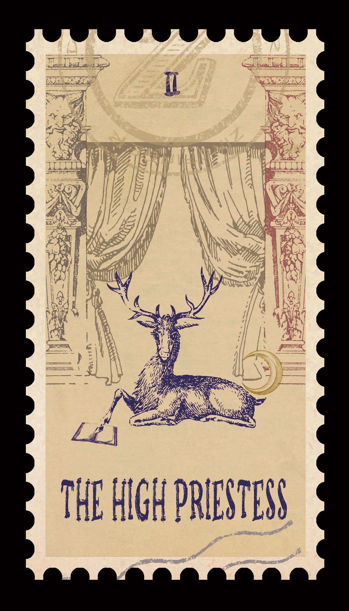Vintage Stamp Tarot – The High Priestess
