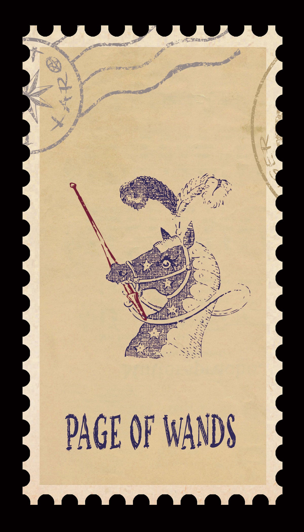 Vintage Stamp Tarot – Page of Wands