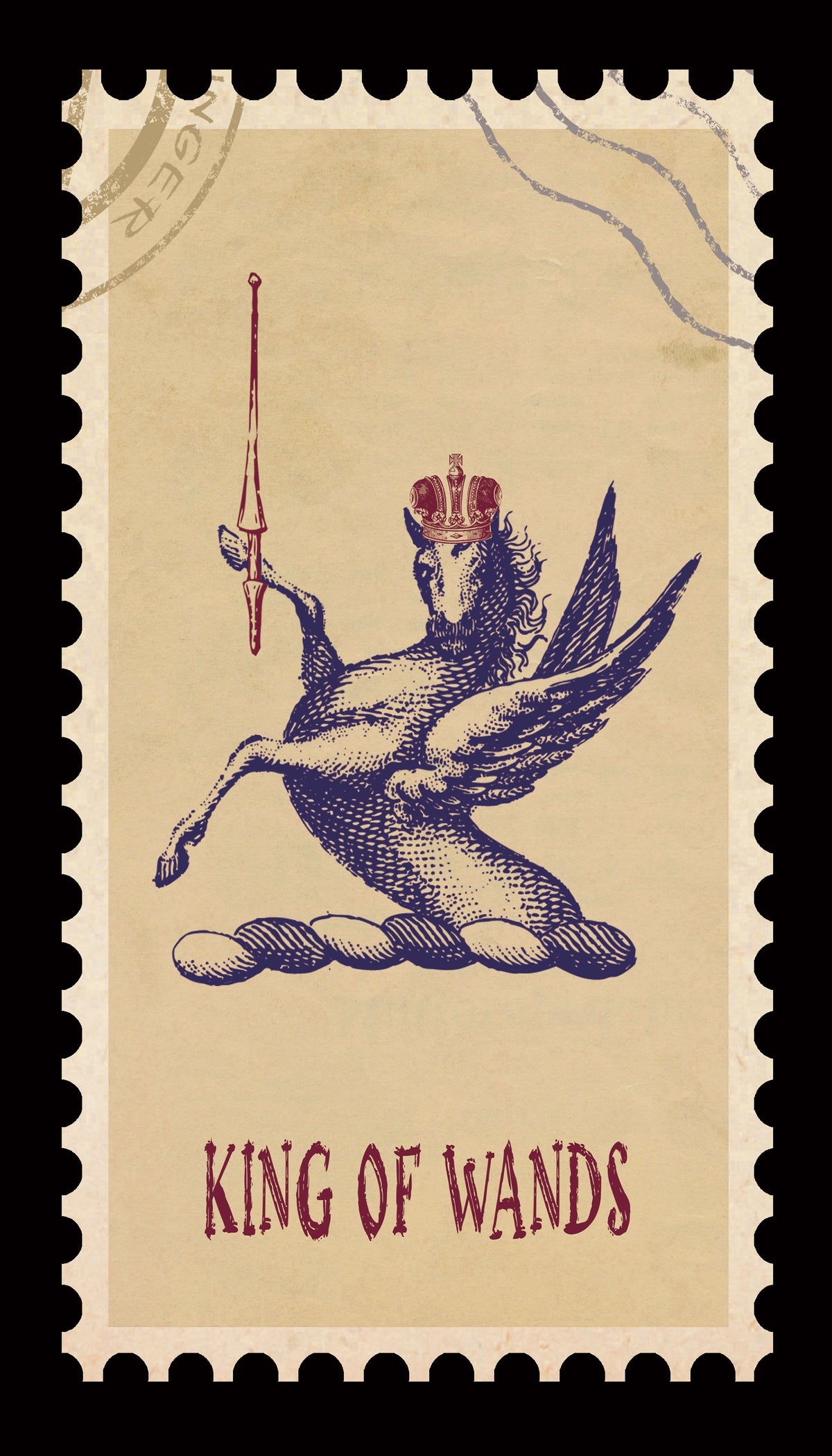 Vintage Stamp Tarot – King of Wands