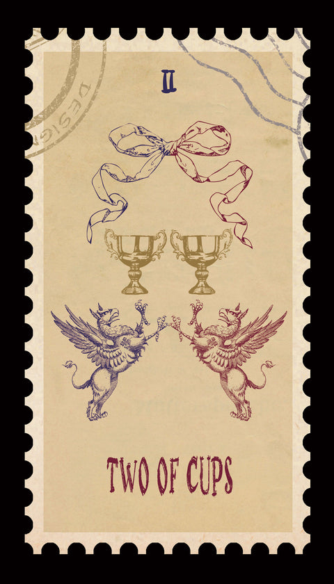 Vintage Stamp Tarot – Two of Cups