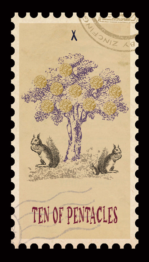 Vintage Stamp Tarot – Ten of Pentacles