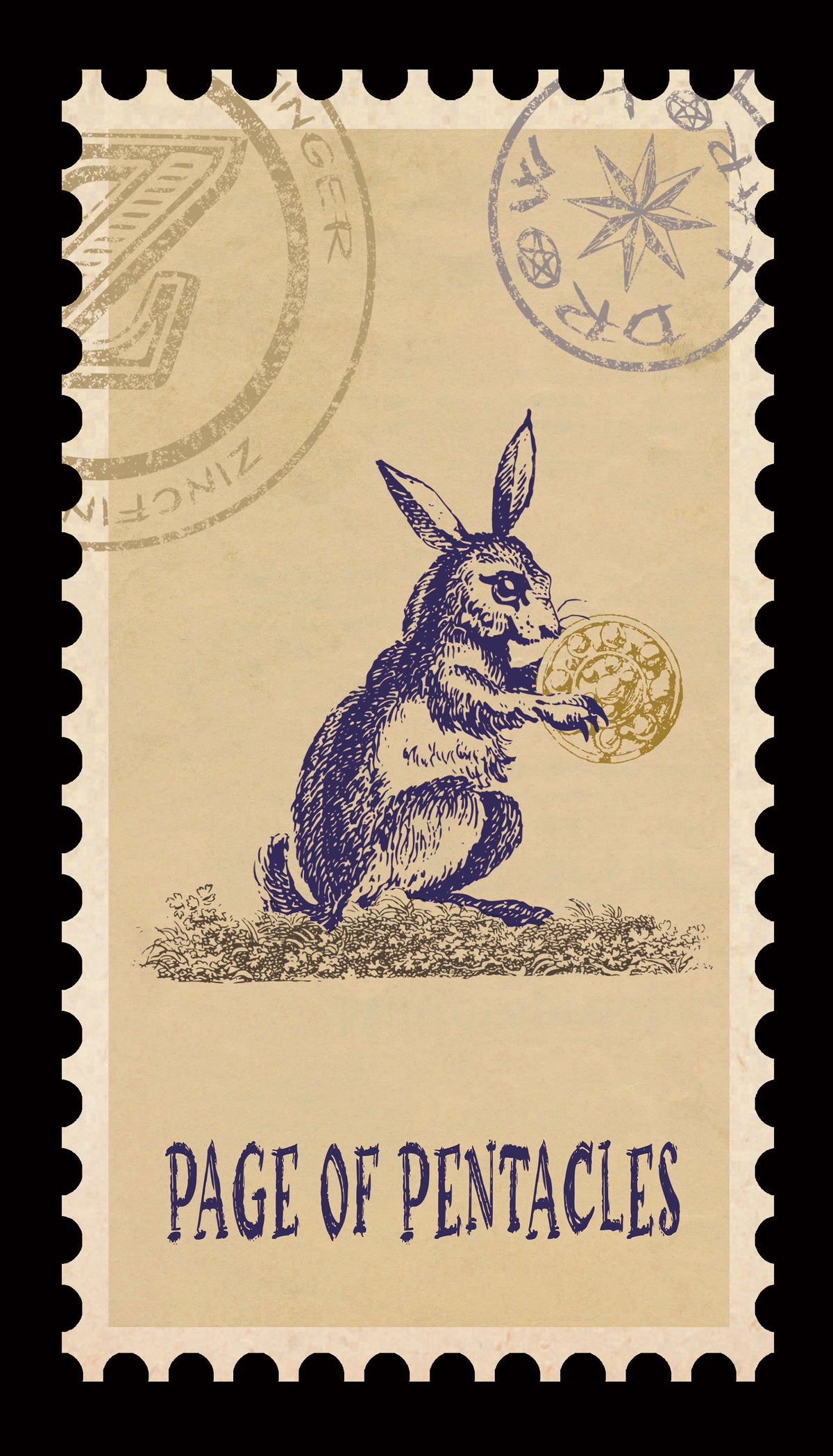 Vintage Stamp Tarot – Page of Pentacles