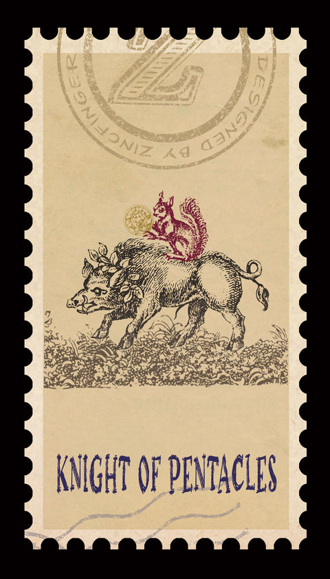 Vintage Stamp Tarot – Knight of Pentacles
