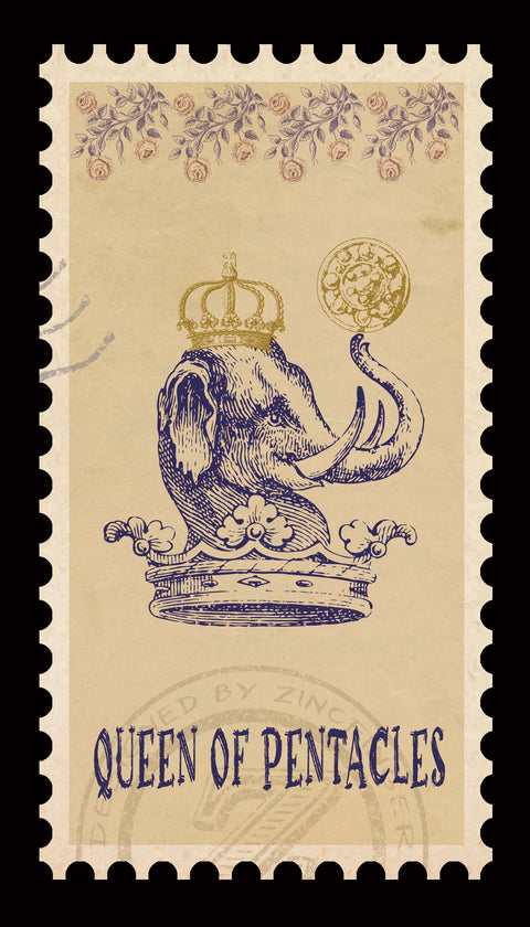 Vintage Stamp Tarot – Queen of Pentacles
