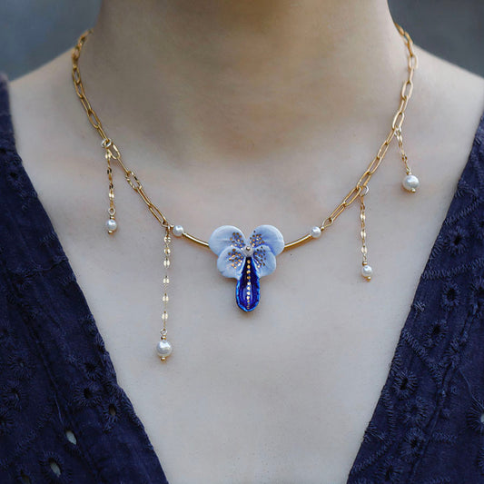 YIHE Ceramic Necklace "Blue Butterfly"