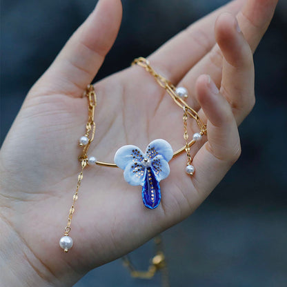 YIHE Ceramic Necklace "Blue Butterfly"