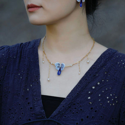 YIHE Ceramic Necklace "Blue Butterfly"