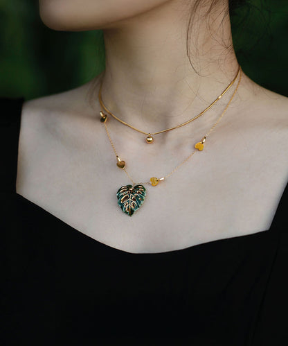 YIHE Ceramic Necklace "Monstera Leaf"