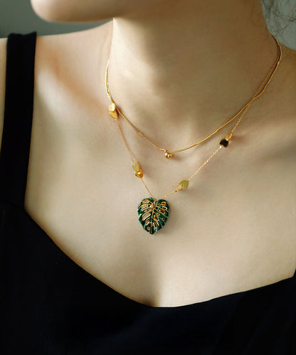 YIHE Ceramic Necklace "Monstera Leaf"
