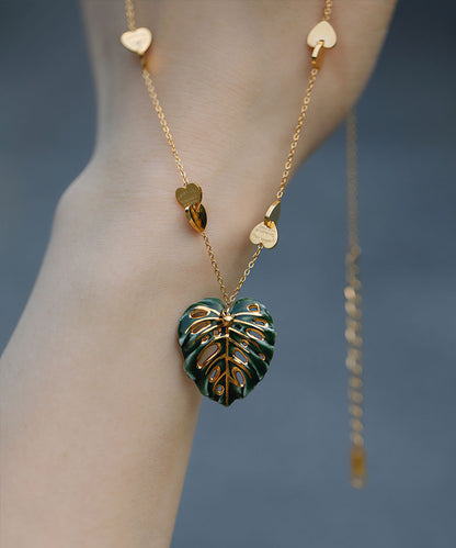 YIHE Ceramic Necklace "Monstera Leaf"