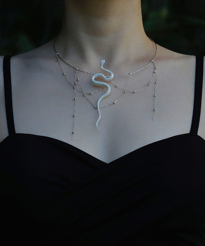 YIHE Ceramic Necklace "White Snake"