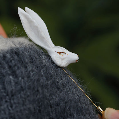 YIHE Ceramic Brooches "White Fox"