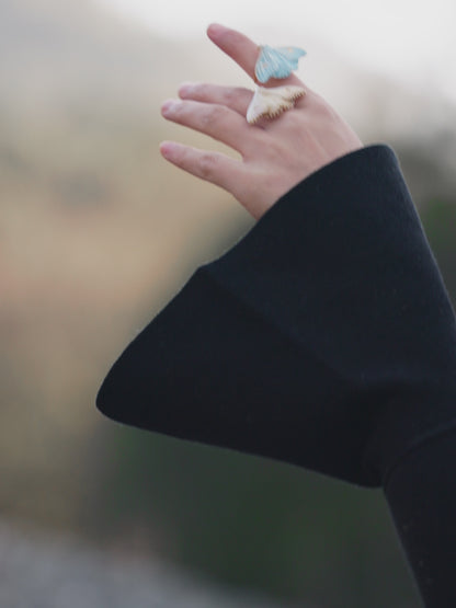 YIHE Ceramic Jewelry "Moth of Ash and Frost"