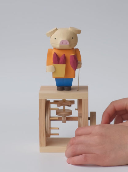 Handcrafted Wooden Automaton "It's Delicious"