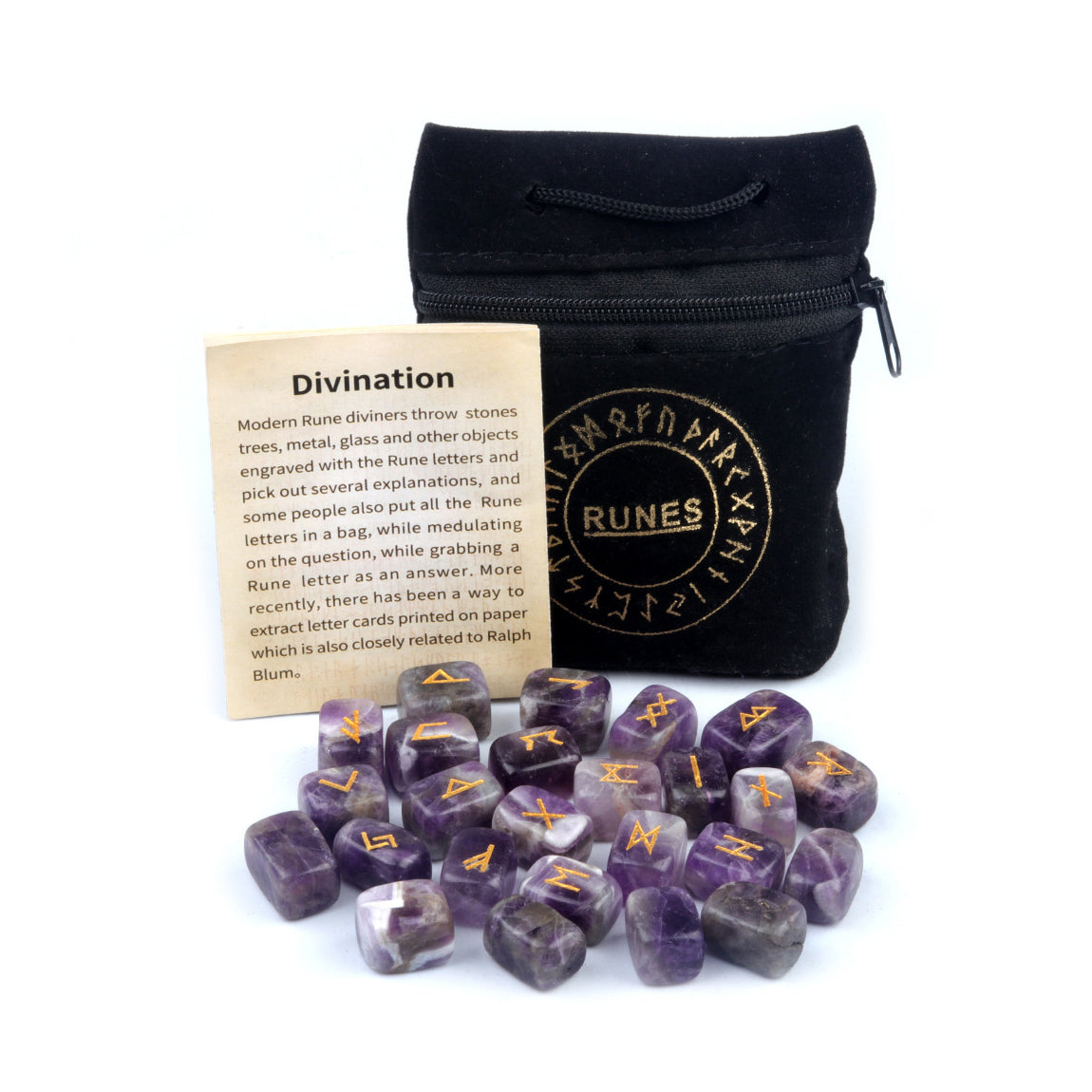 Elder Futhark Crystal Rune Stones (25-Piece, Block)