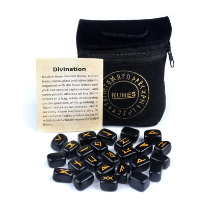 Elder Futhark Crystal Rune Stones (25-Piece, Block)