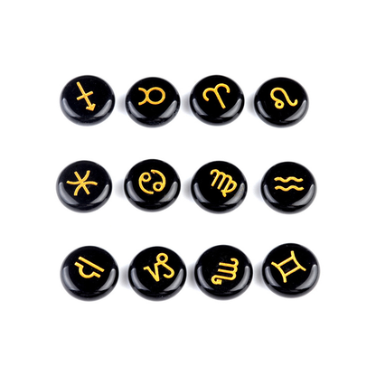 Zodiac Constellations Crystal Rune Stones (12-Piece, Round)